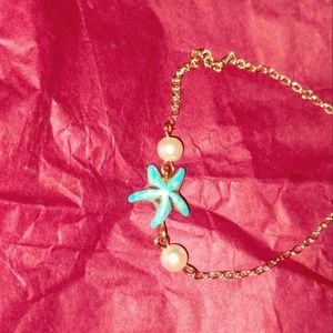 Gold Turquoise Star & Pearl Anklet